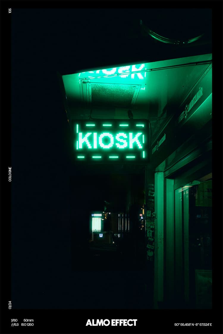 When strolling through the streets in the south part of the cologne old town at night, we saw this beautiful neon sign of a kiosk. Those kind of shops which are open all night long and even at sundays are a very import part of our every day life and also in the life of the people living in cologne. It is more than a shop, but a point where you can meet your friends, get some drinks and sit in front of.